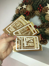 Load image into Gallery viewer, Personalised Polar Express Ticket, Foiled Golden Ticket, Event Ticket, Custom Ticket, Christmas Gift Card, concert golden ticket