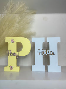 20cm Freestanding letter initial with script name