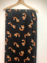Load image into Gallery viewer, Handmade Woodland Fox and paw print fleece blanket and throw