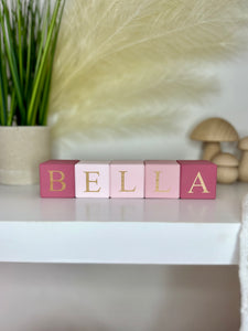 Personalised wooden baby name blocks, nursery name sign shelf decor, unique new baby gift, new born baby shower gift, wooden letters, stack