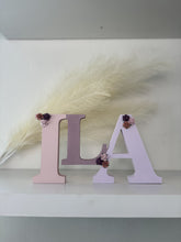 Load image into Gallery viewer, 15cm personalised tumble name - freestanding wooden initial name