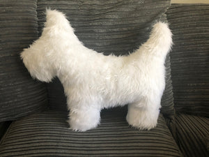 Fluffy White Dog shaped Cushion