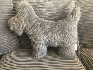 Fluffy Grey Dog shaped Cushion