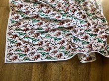 Load image into Gallery viewer, Handmade dinosaur fleece blanket