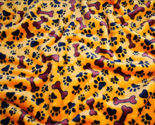 Load image into Gallery viewer, Dog paw print and bone blanket