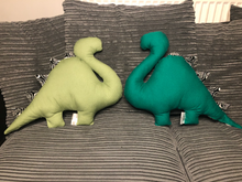 Load image into Gallery viewer, Handmade dinosaur cushion